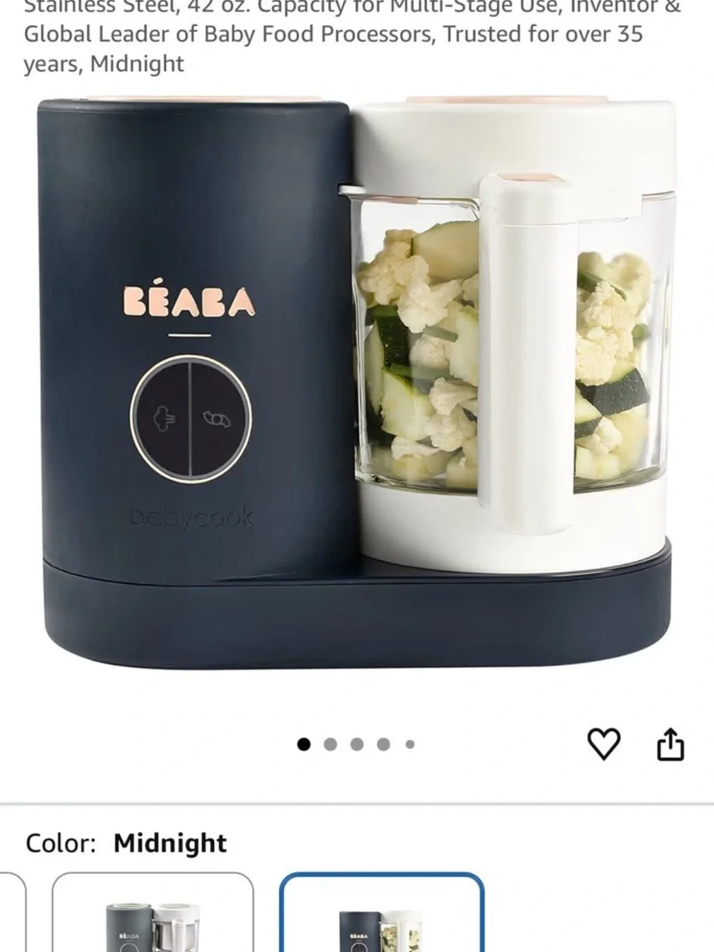BÉABA Babycook Food Processor – Midnight Navy & White